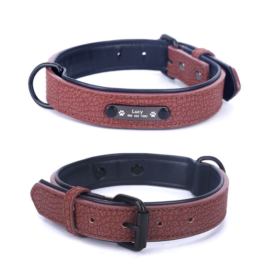 Adjustable Soft Leather Custom Dog Collar