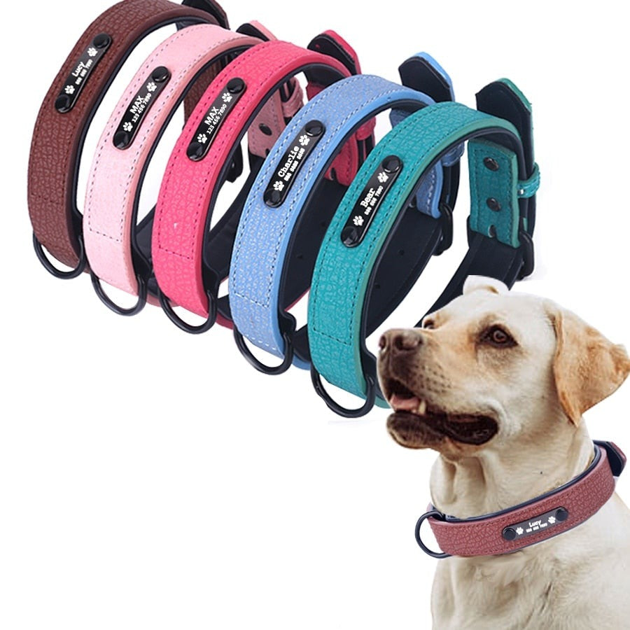 Adjustable Soft Leather Custom Dog Collar