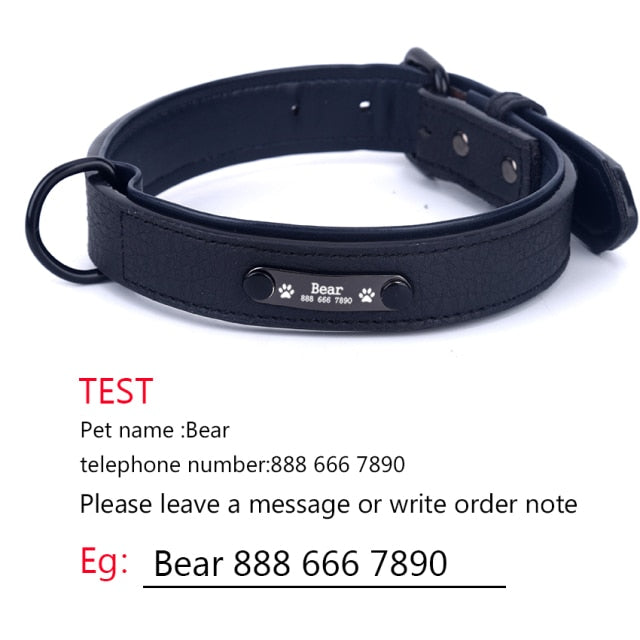 Adjustable Soft Leather Custom Dog Collar