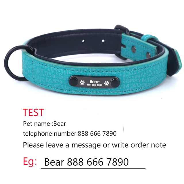 Adjustable Soft Leather Custom Dog Collar