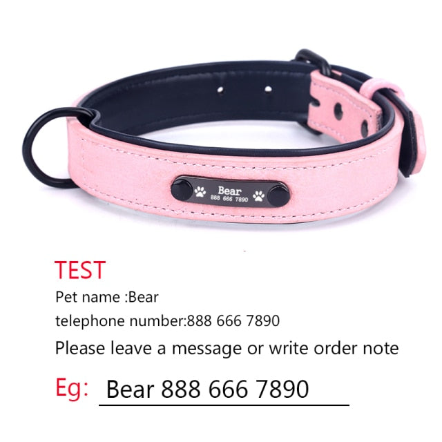 Adjustable Soft Leather Custom Dog Collar