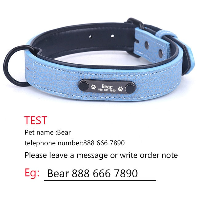 Adjustable Soft Leather Custom Dog Collar