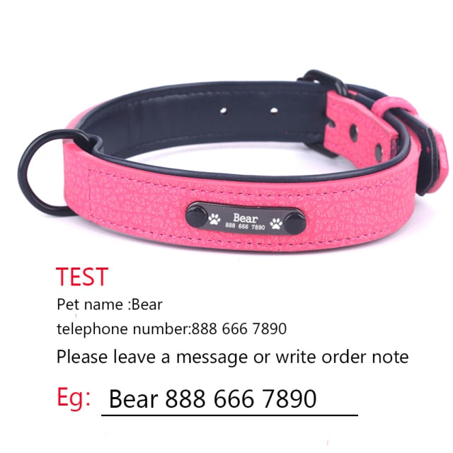 Adjustable Soft Leather Custom Dog Collar