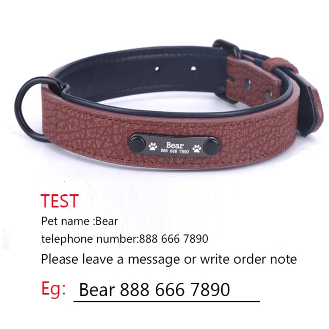 Adjustable Soft Leather Custom Dog Collar